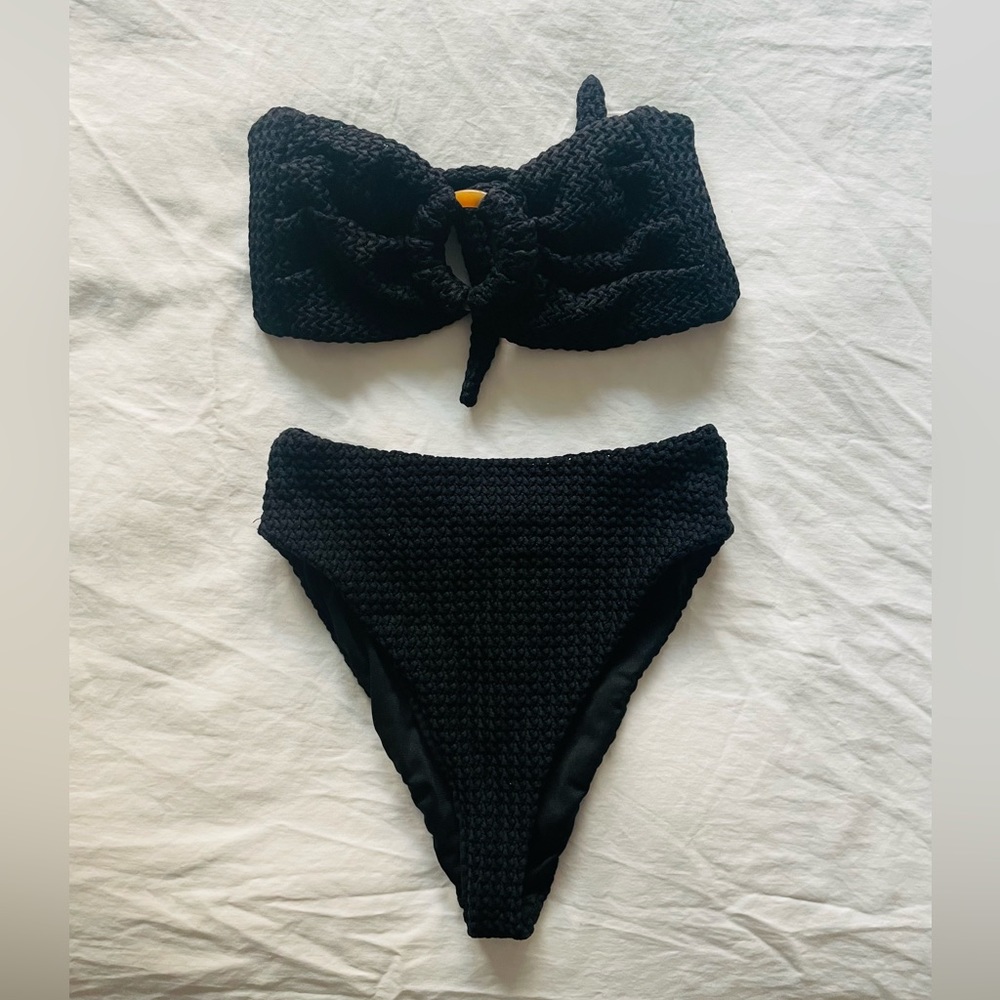 Montce Black Textured Bikini Set